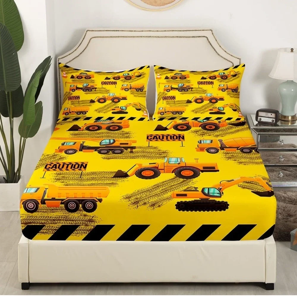 🆕 Construction Truck Bed Sheet Set Full Size